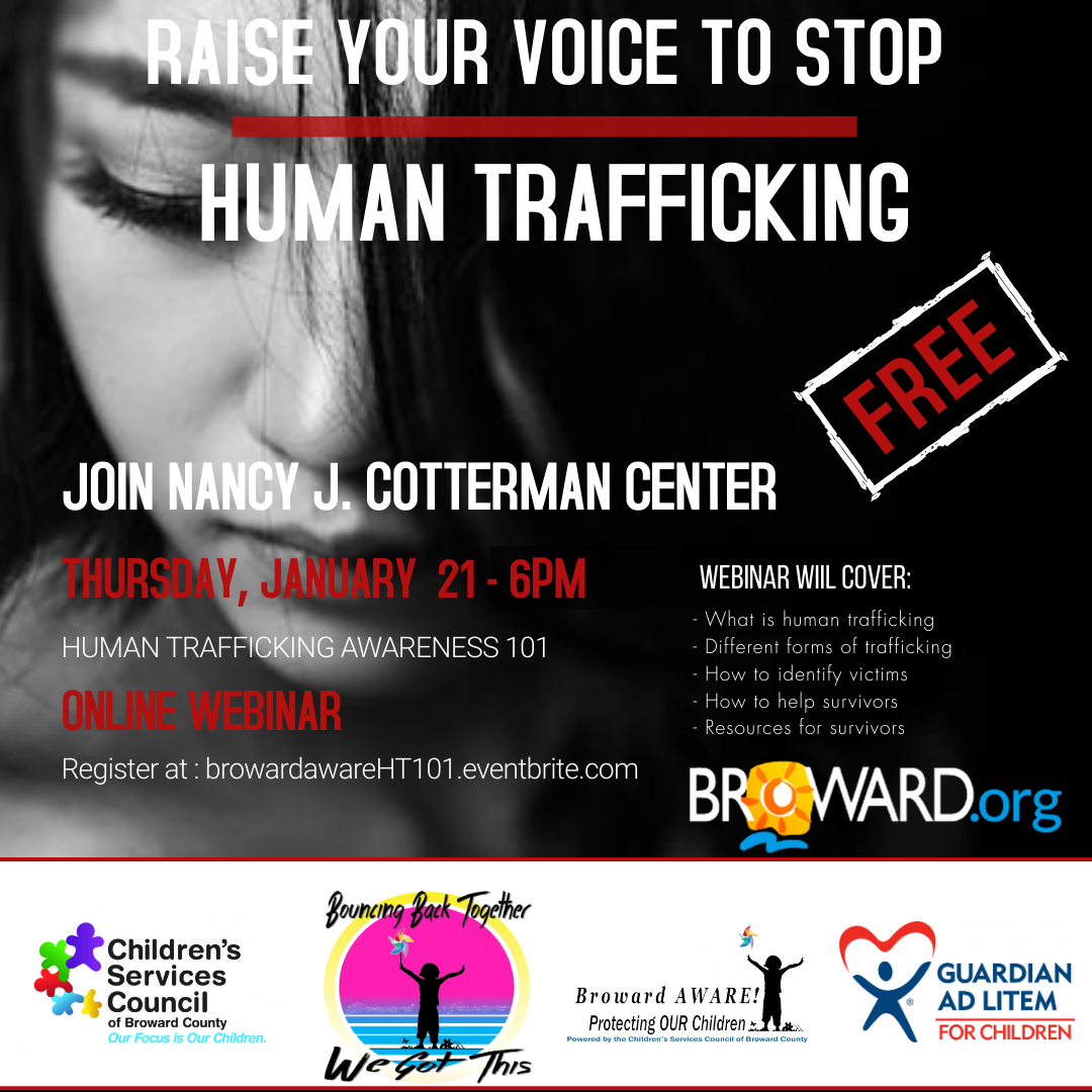 Human Trafficking Awareness 101 webinar flier