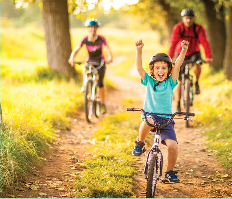 Family riding bicycle 