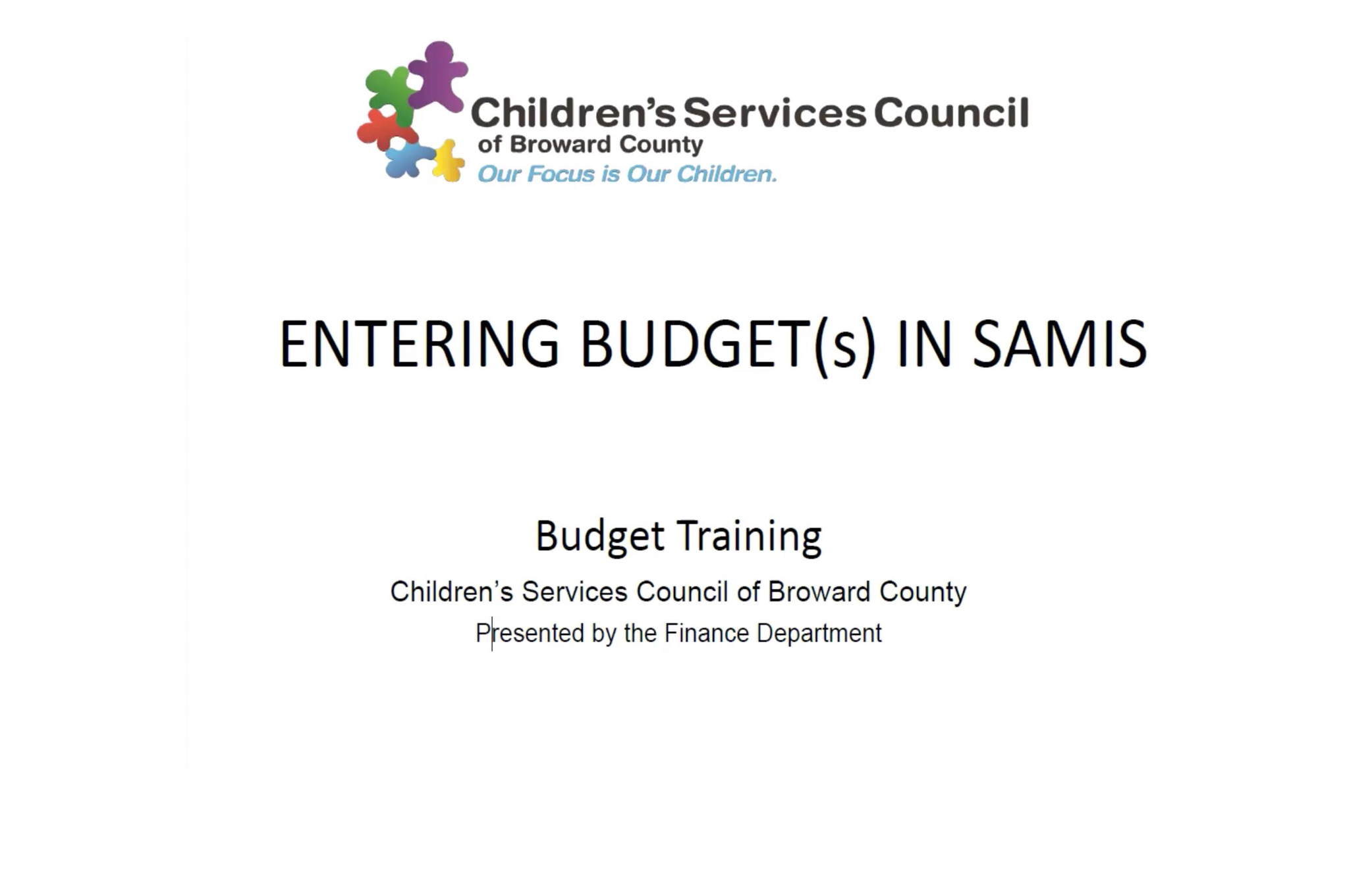 SAMIS Budget Entry Video Still