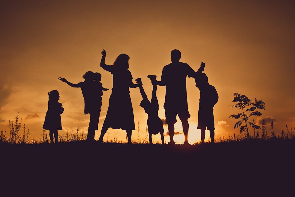 Silhouetted Family