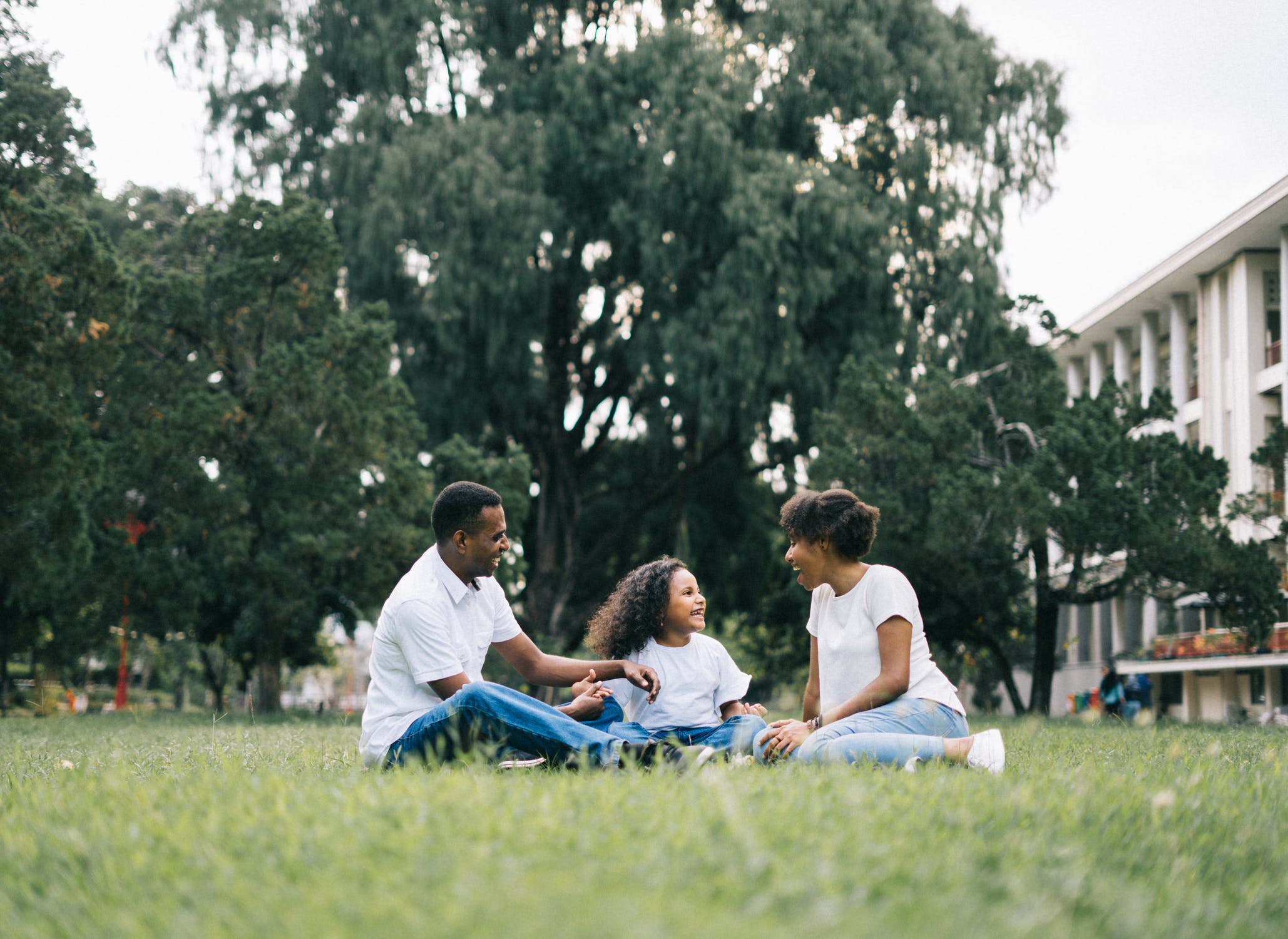 Family together in a field