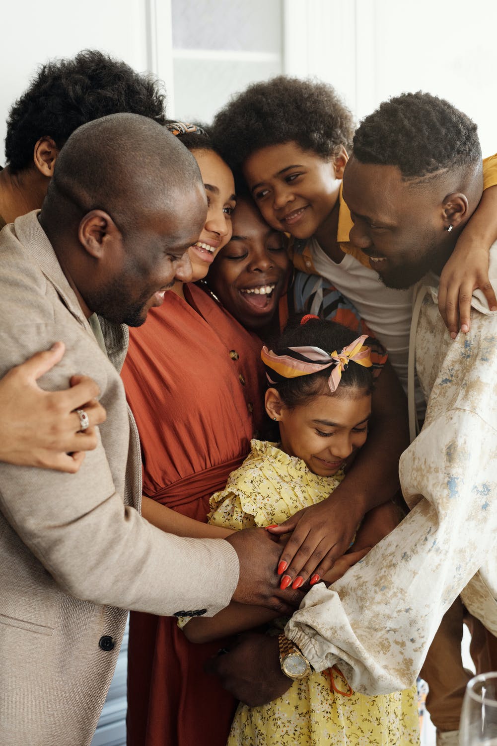 Family hugging