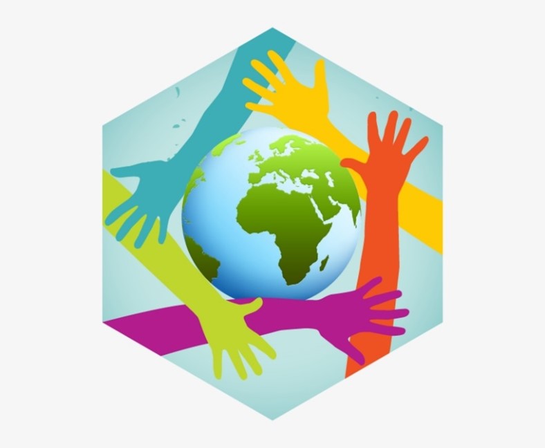 Colorful hands and earth